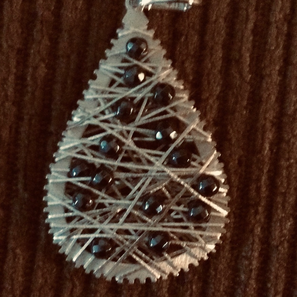 .925 Sterling Silver Pendant with Hematite Stones Woven Throughout